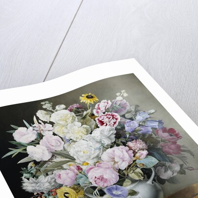 A Still Life of Flowers on a Marble Ledge by Cyane Lecoq de Boisbaudran