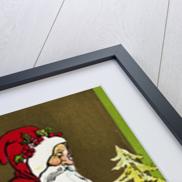 A Merry Christmas Postcard with Santa Claus Holding a Toy by Anonymous
