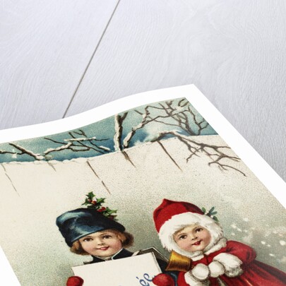 Bonne Annee Postcard with Two Children by Anonymous
