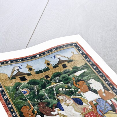 19th-Century Indian Painting of the Wife of Rajah Ramchanderjee In Rawan's Garden by Anonymous