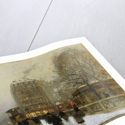 A Paris Street Scene in Winter by Luigi Loir