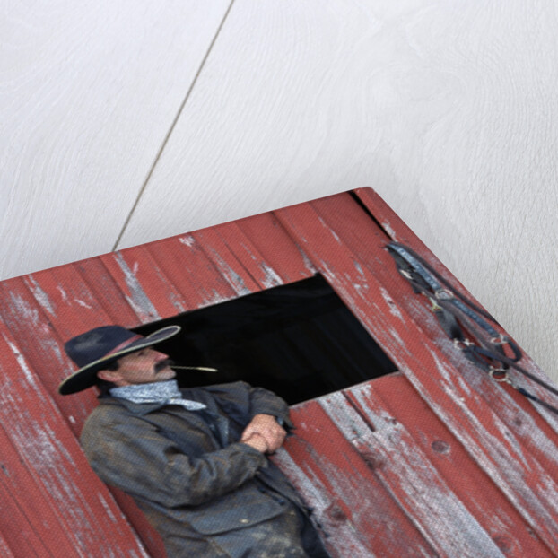 Cowboy Waiting at Barn by Anonymous