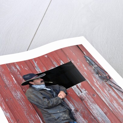 Cowboy Waiting at Barn by Anonymous