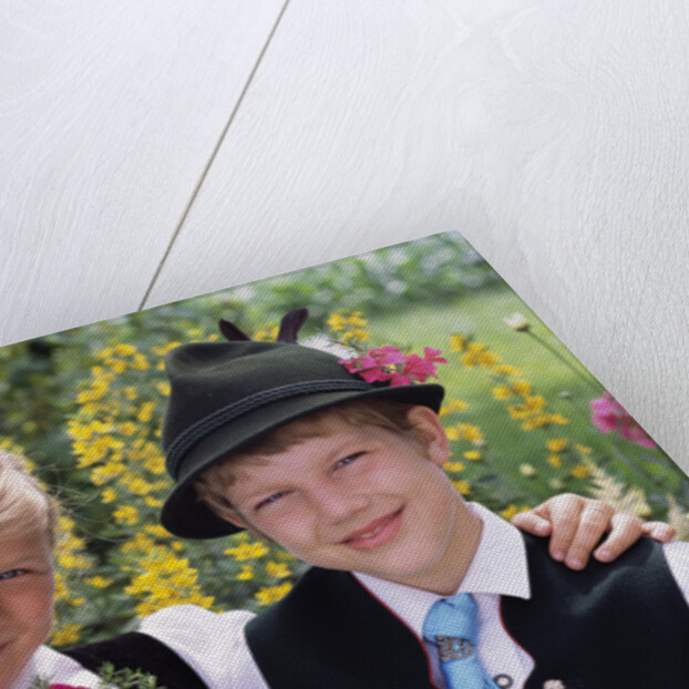 Two Bavarian Children Wear Traditional Dress by Anonymous