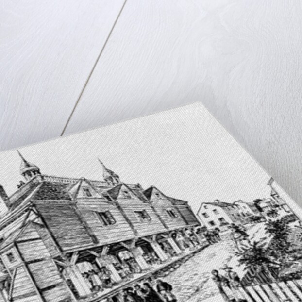 Drawing of First Boston Town Hall by Charles Lawrenc