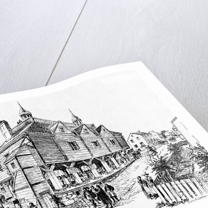 Drawing of First Boston Town Hall by Charles Lawrenc