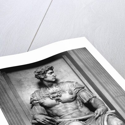 Detail of Giuliano de' Medici from the Tomb of Giuliano de' Medici by Michelangelo Buonarroti