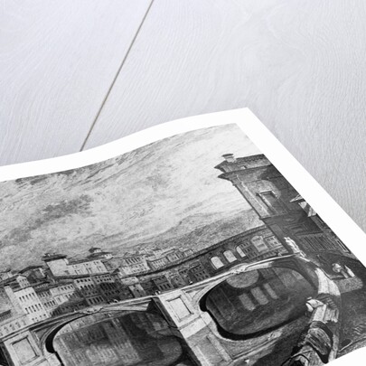 Florence, Italy: The Ponte Vecchio. Undated by J.M.W. Turner. R.A. from a finished sketch by James Iiakewill. Engraved by S. Rawle