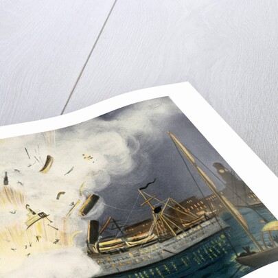 Illustration of Explosion of the USS Maine in Havana Harbor by Anonymous