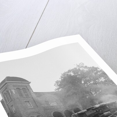 Bombed Car in Front of Church by Anonymous