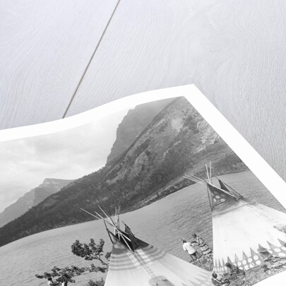 Teepee,Indians On Shore Of Lake by Anonymous