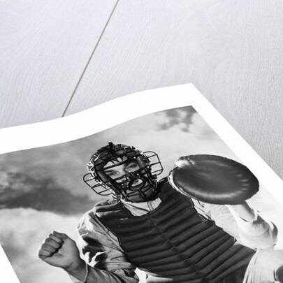Baseball Catcher Awaiting the Ball by Anonymous