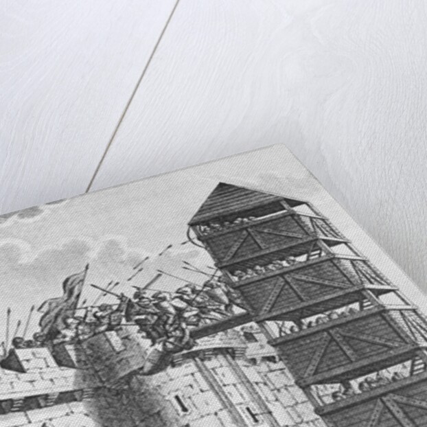 Engraving of Pavisers and a Movable Tower by Anonymous