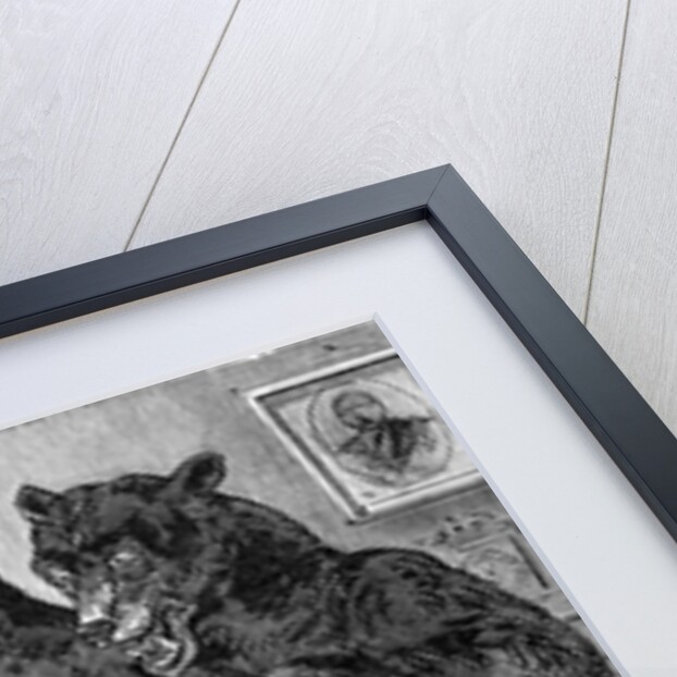 Woman With Axe Fights Bear; Woodcut by Anonymous