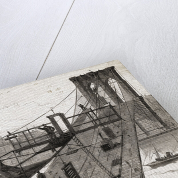 Building Of Brooklyn Bridge by Anonymous