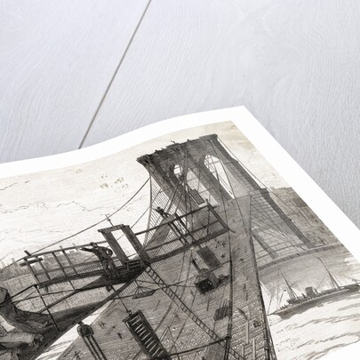 Building Of Brooklyn Bridge by Anonymous