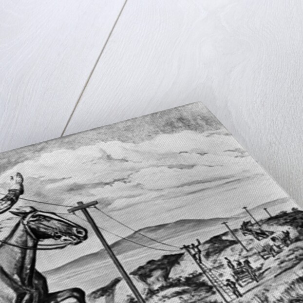Pony Express Rider Passes Telegraph Line by Anonymous