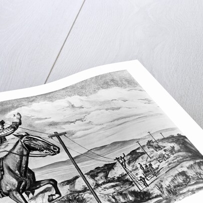 Pony Express Rider Passes Telegraph Line by Anonymous