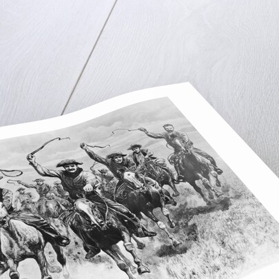 The Cowboy's Race Woodcut by Anonymous