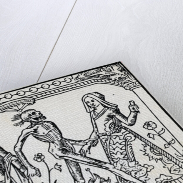 Women Dancing With Skeletons; Woodcut by Anonymous
