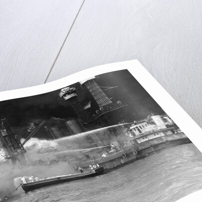 Pearl Harbor Aflame by Anonymous
