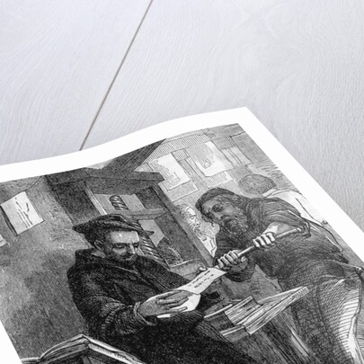 Print of William Caxton at His Printing Press by Anonymous