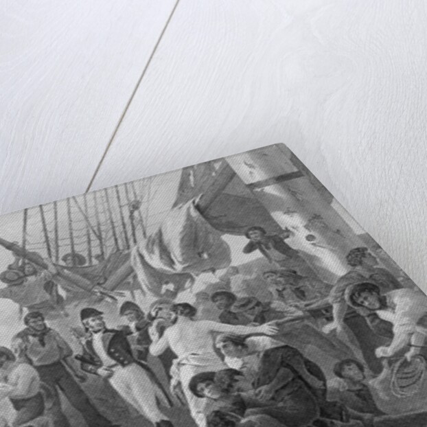 Enraving Of Battle On A Ship by Anonymous