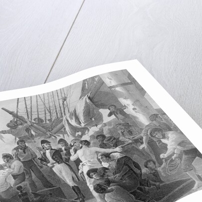 Enraving Of Battle On A Ship by Anonymous