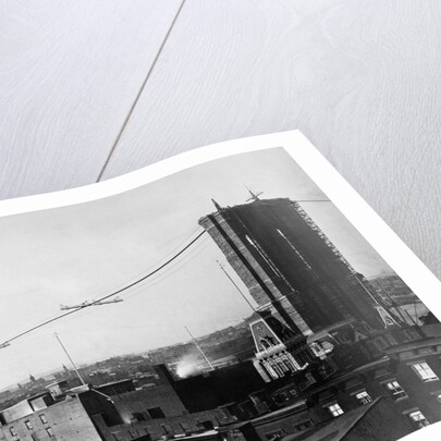 Brooklyn Bridge Under Construction by Anonymous