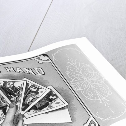 Woodcut Of Winning Hand Holding Cards by Anonymous
