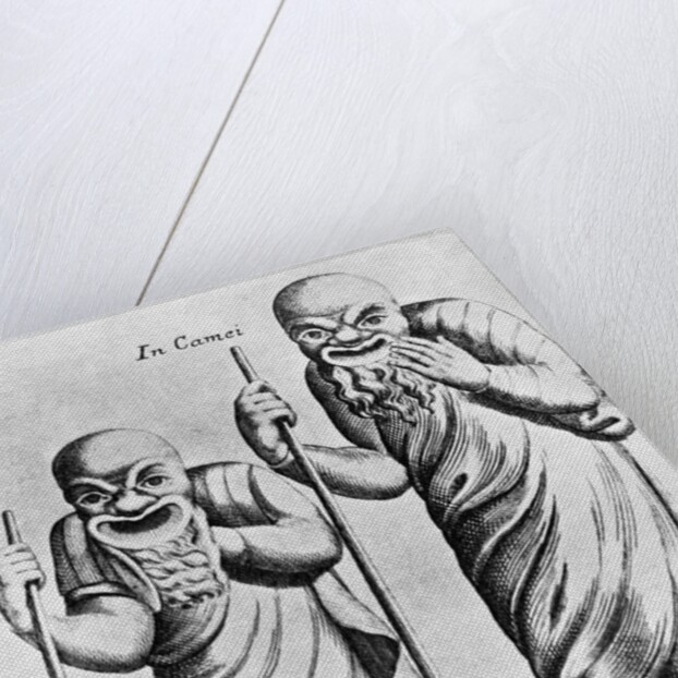 In Camei Engraving of Greek Actors Wearing Masks by Anonymous