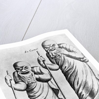 In Camei Engraving of Greek Actors Wearing Masks by Anonymous