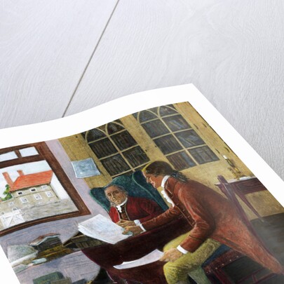 Thomas Jefferson Reading To Franklin by Clyde Osmer de Land