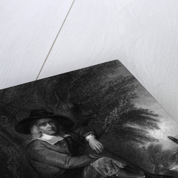 Engraving of Izaak Walton with Fishing Gear by Anonymous