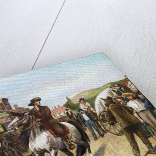 Man On Horseback In 1880S Midwest Town by Anonymous