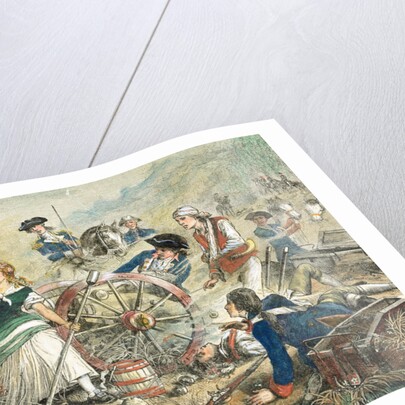 Color Engraving of Molly Pitcher at the Battle of Monmouth by Anonymous