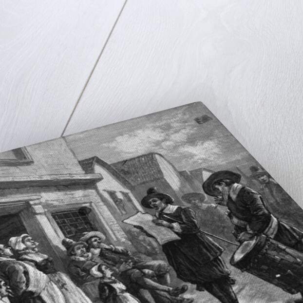 Colonial Town Crier In Town Scene by Anonymous