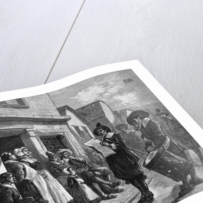 Colonial Town Crier In Town Scene by Anonymous