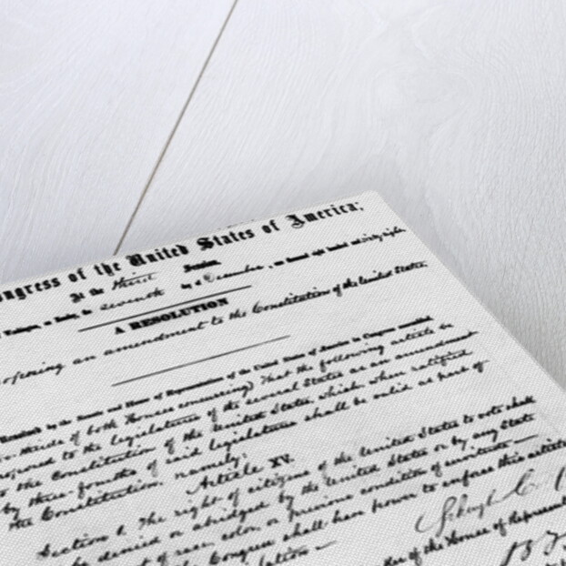Manuscript of Fifteenth Amendment to the Constitution by Anonymous