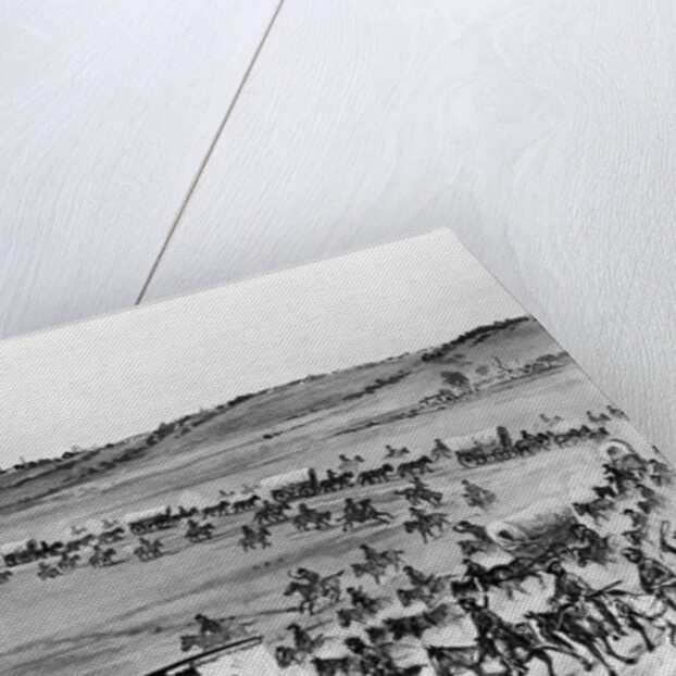 First Covered Caravan Of Horses Wagons by Anonymous