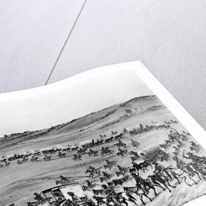 First Covered Caravan Of Horses Wagons by Anonymous