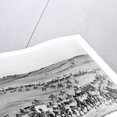 Illustration of Oregon Trail Wagon Caravan by Anonymous