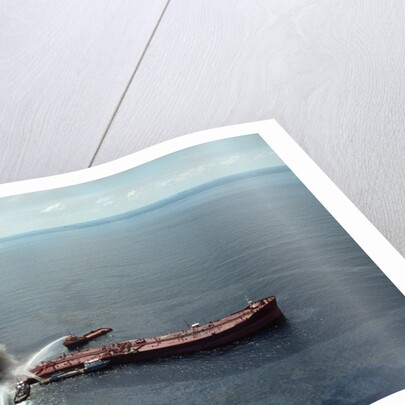 Fireboats Dousing Oil Tanker by Anonymous