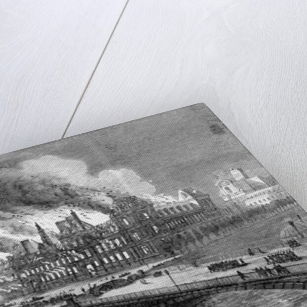 Engraving Genview Hotel De Ville Burning by Anonymous