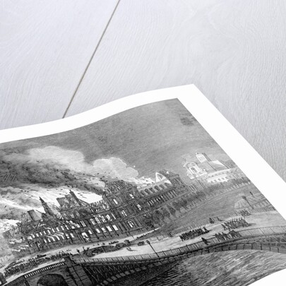 Engraving Genview Hotel De Ville Burning by Anonymous