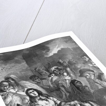 Illus Of Families Huddled Bkgrd Fire by Anonymous
