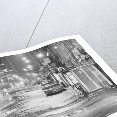 Night Flood In Midtown Street W/Cars by Anonymous