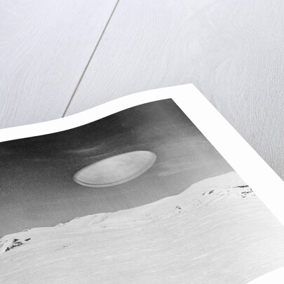 Ufo Over Barn In Snow Covered Field by Anonymous