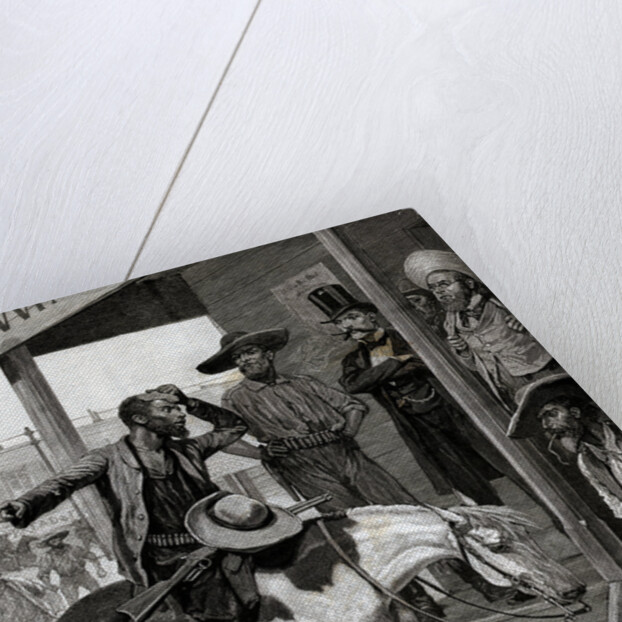 Messenger On Horseback Talks To Men by Anonymous