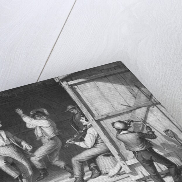 Two Men Barn Dancing With Fiddler by Anonymous